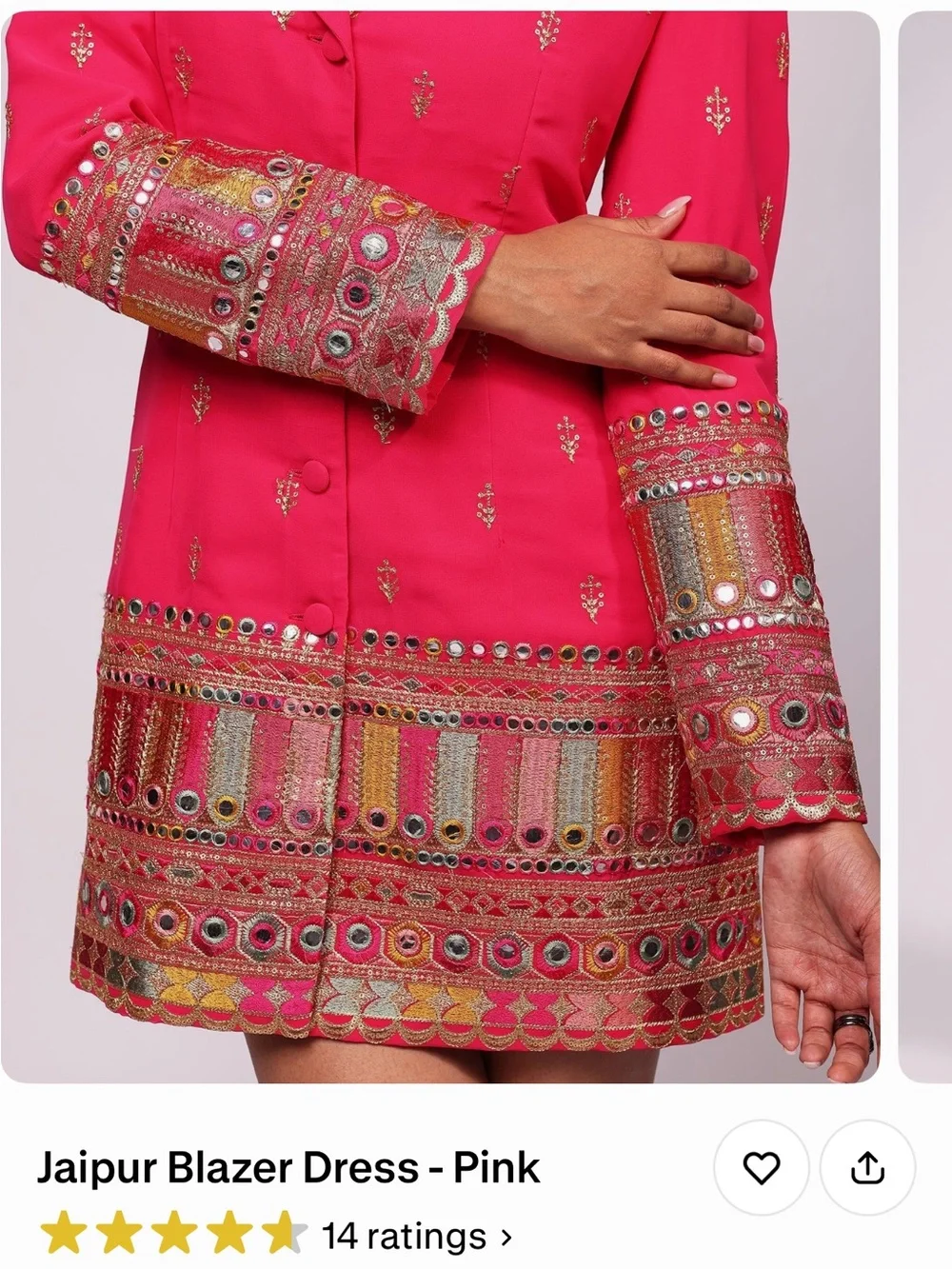 Embellished Pink Blazer Dress